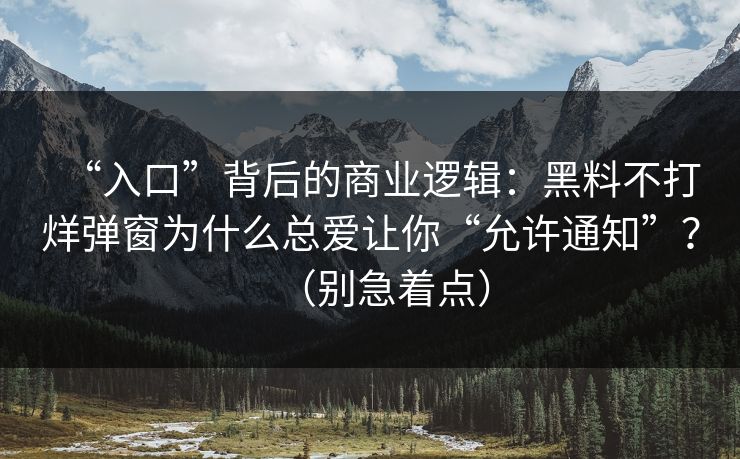 “入口”背后的商业逻辑：黑料不打烊弹窗为什么总爱让你“允许通知”？（别急着点）