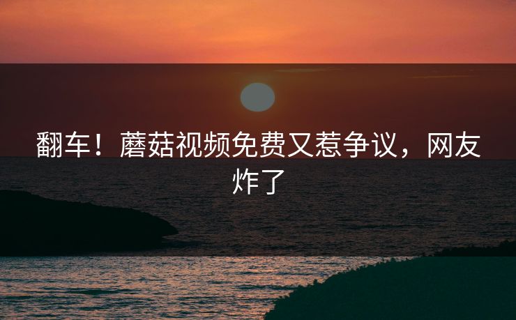 翻车！蘑菇视频免费又惹争议，网友炸了