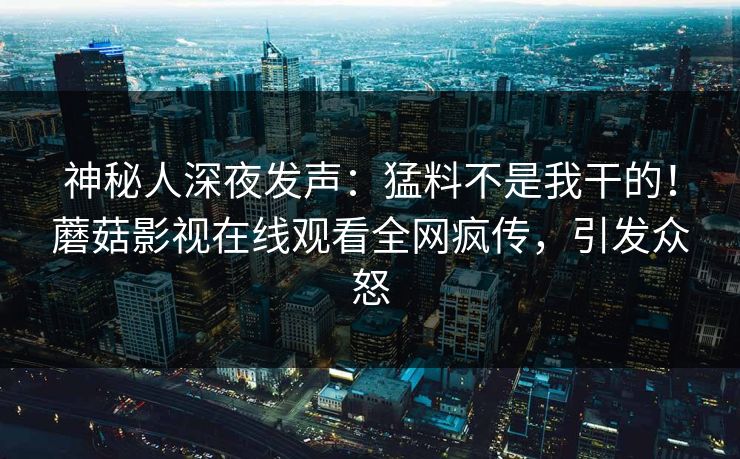 神秘人深夜发声：猛料不是我干的！蘑菇影视在线观看全网疯传，引发众怒