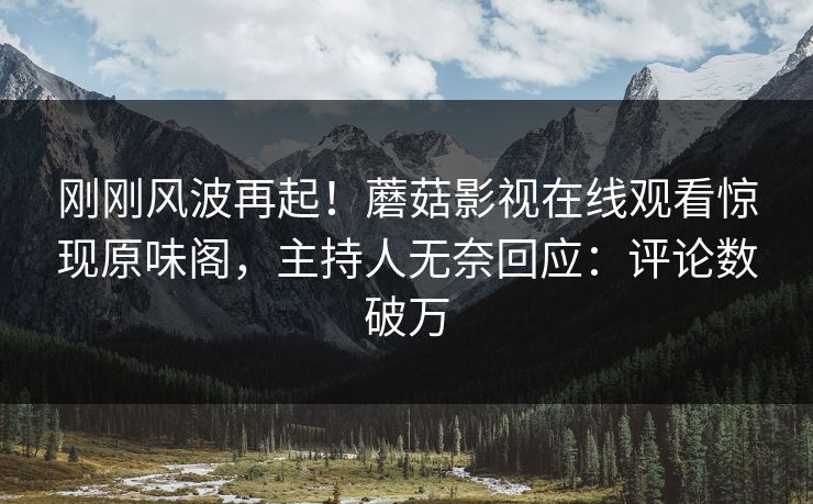 刚刚风波再起！蘑菇影视在线观看惊现原味阁，主持人无奈回应：评论数破万