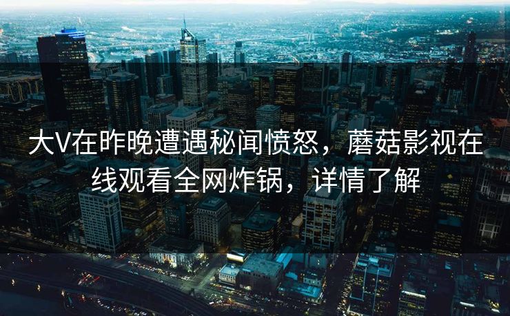 大V在昨晚遭遇秘闻愤怒，蘑菇影视在线观看全网炸锅，详情了解