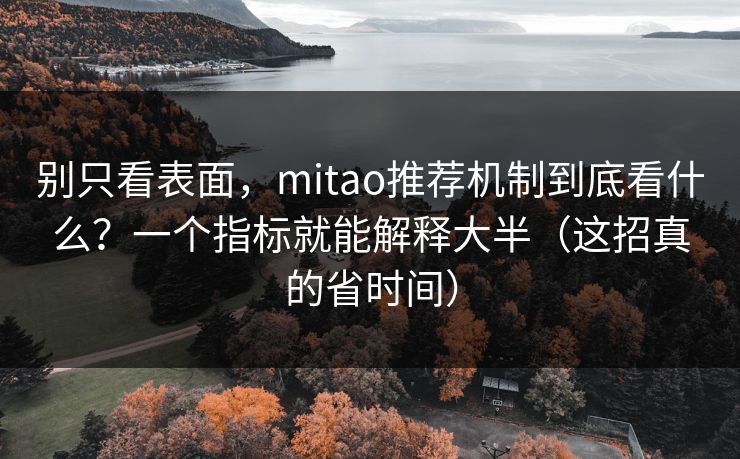 详细阅读:别只看表面,mitao推荐机制到底看什么?一个指标就能解释大半(这招真的省时间) 别只看表面,mitao推荐机制到底看什么?一个指标就能解释大半(这招真的省时间)